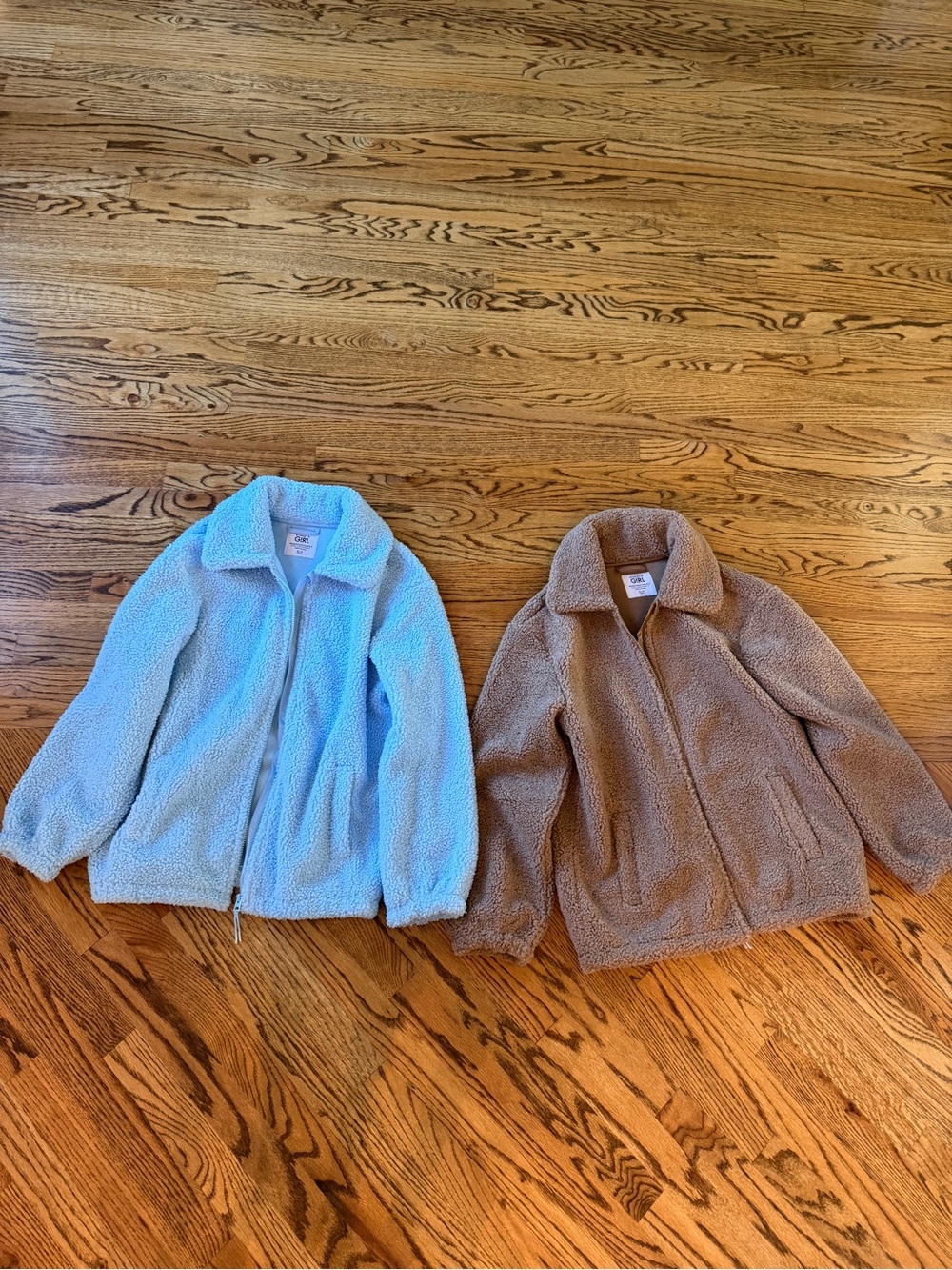 Athleta Girls Sherpa Zip Jacket in Light Blue and Brown